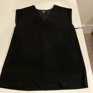 Barely worn: black v-neck DKNY sleeveless blouse
